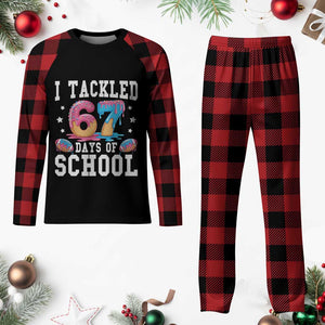67 Days Of School Plaid Pajama Set Six Seven Sports American Football Ice Cream Drip TS14 Buffalo Plaid Print Your Wear