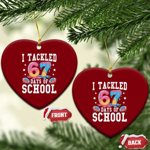 67 Days Of School Ceramic Ornament Six Seven Sports American Football Ice Cream Drip TS14 Print Your Wear