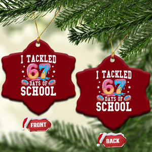 67 Days Of School Ceramic Ornament Six Seven Sports American Football Ice Cream Drip TS14 Print Your Wear