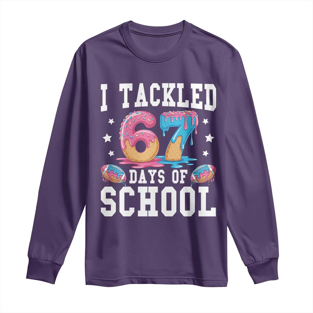 67 Days Of School Long Sleeve Shirt Six Seven Sports American Football Ice Cream Drip TS14 Purple Print Your Wear