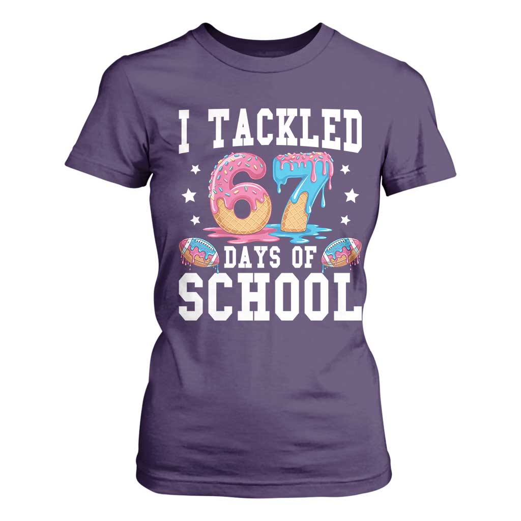 67 Days Of School T Shirt For Women Six Seven Sports American Football Ice Cream Drip TS14 Purple Print Your Wear