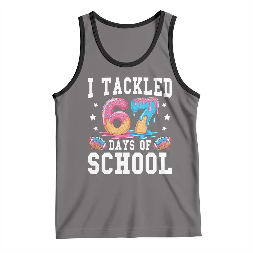 67 Days Of School Tank Top Six Seven Sports American Football Ice Cream Drip TS14 Deep Heather Black Print Your Wear
