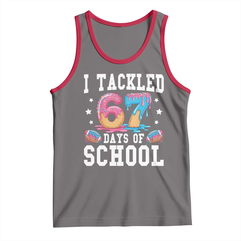 67 Days Of School Tank Top Six Seven Sports American Football Ice Cream Drip TS14 Deep Heather Red Print Your Wear