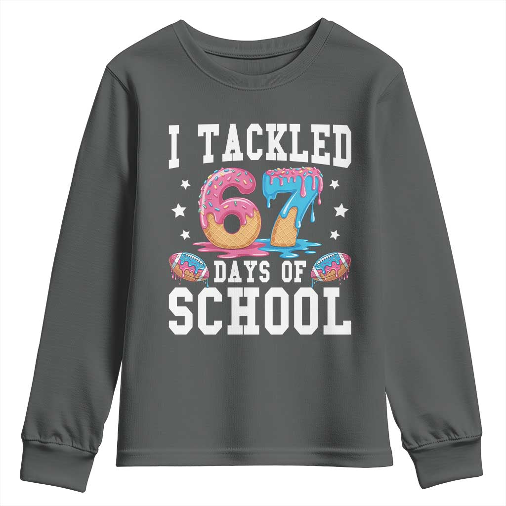 67 Days Of School Youth Sweatshirt Six Seven Sports American Football Ice Cream Drip TS14 Dark Heather Print Your Wear