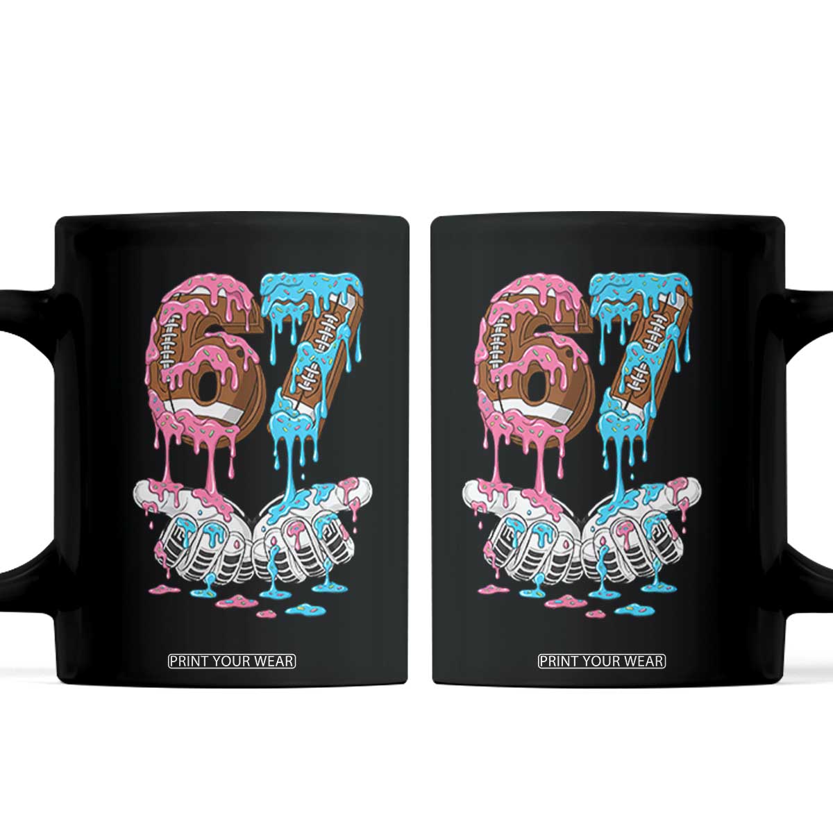 67 Football Meme Coffee Mug Six Seven Sports American Football Ice Cream Drip TS14 Black Print Your Wear