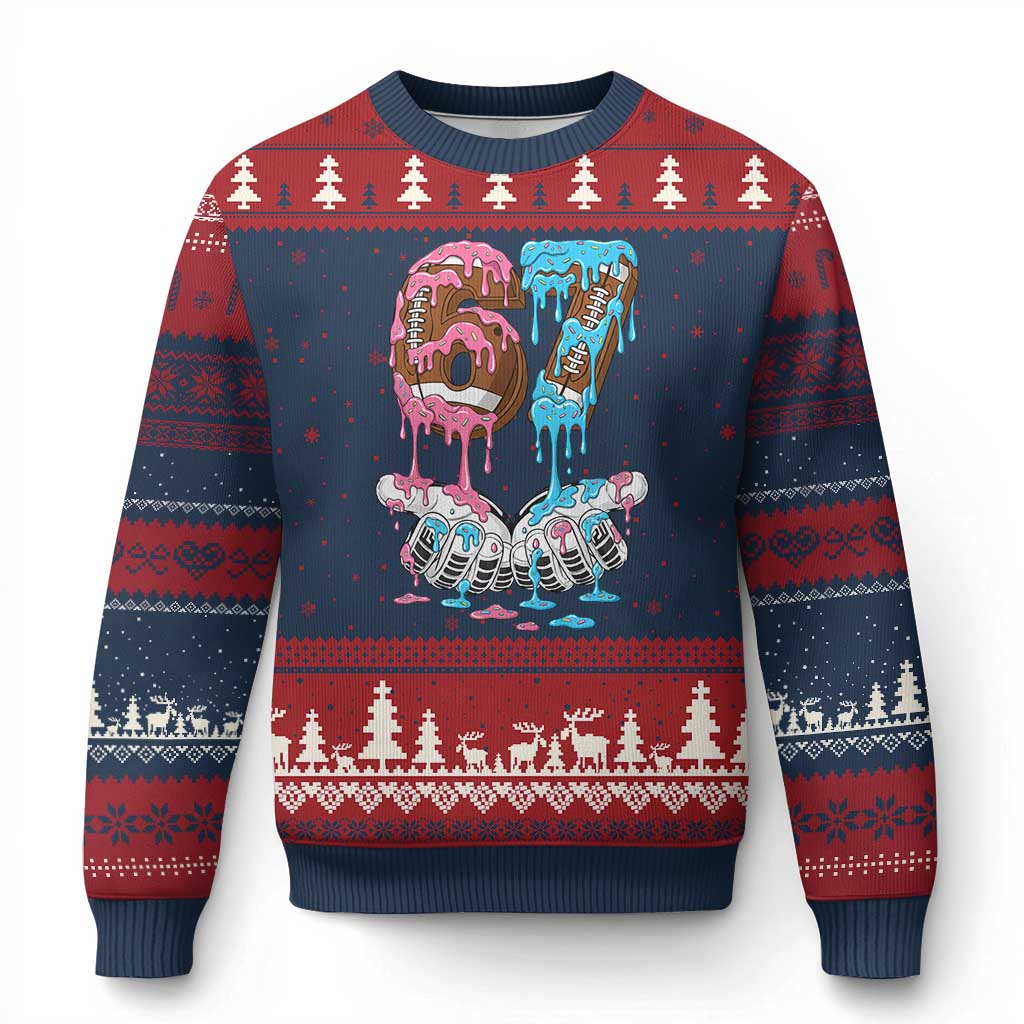 67 Football Meme Ugly Christmas Sweater Six Seven Sports American Football Ice Cream Drip TS14 Navy Red Print Your Wear
