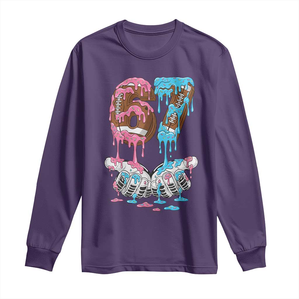 67 Football Meme Long Sleeve Shirt Six Seven Sports American Football Ice Cream Drip TS14 Purple Print Your Wear