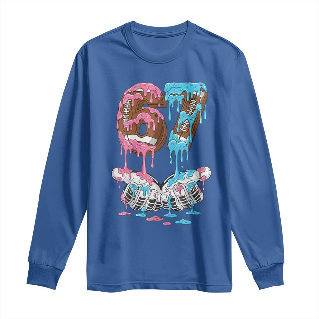 67 Football Meme Long Sleeve Shirt Six Seven Sports American Football Ice Cream Drip TS14 Royal Blue Print Your Wear