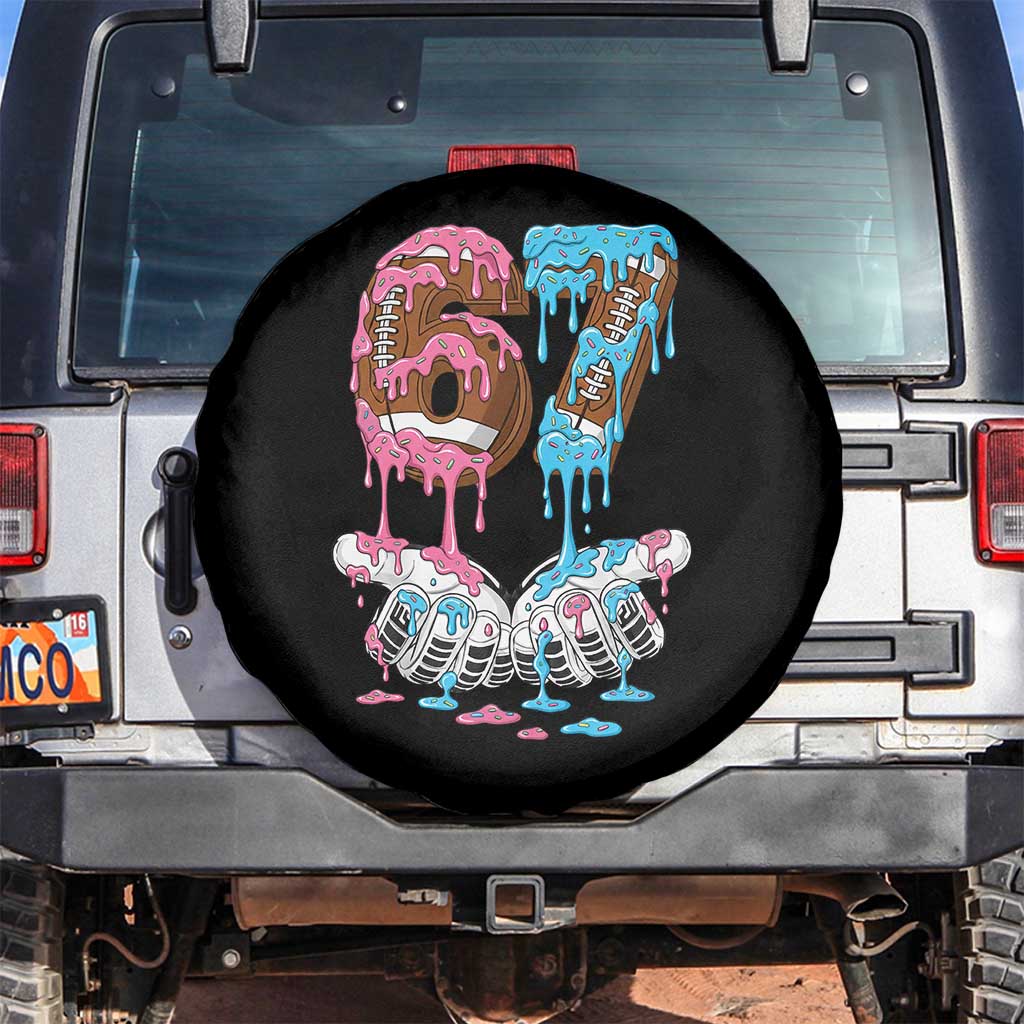 67 Football Meme Spare Tire Cover Six Seven Sports American Football Ice Cream Drip TS14 No hole Black Print Your Wear