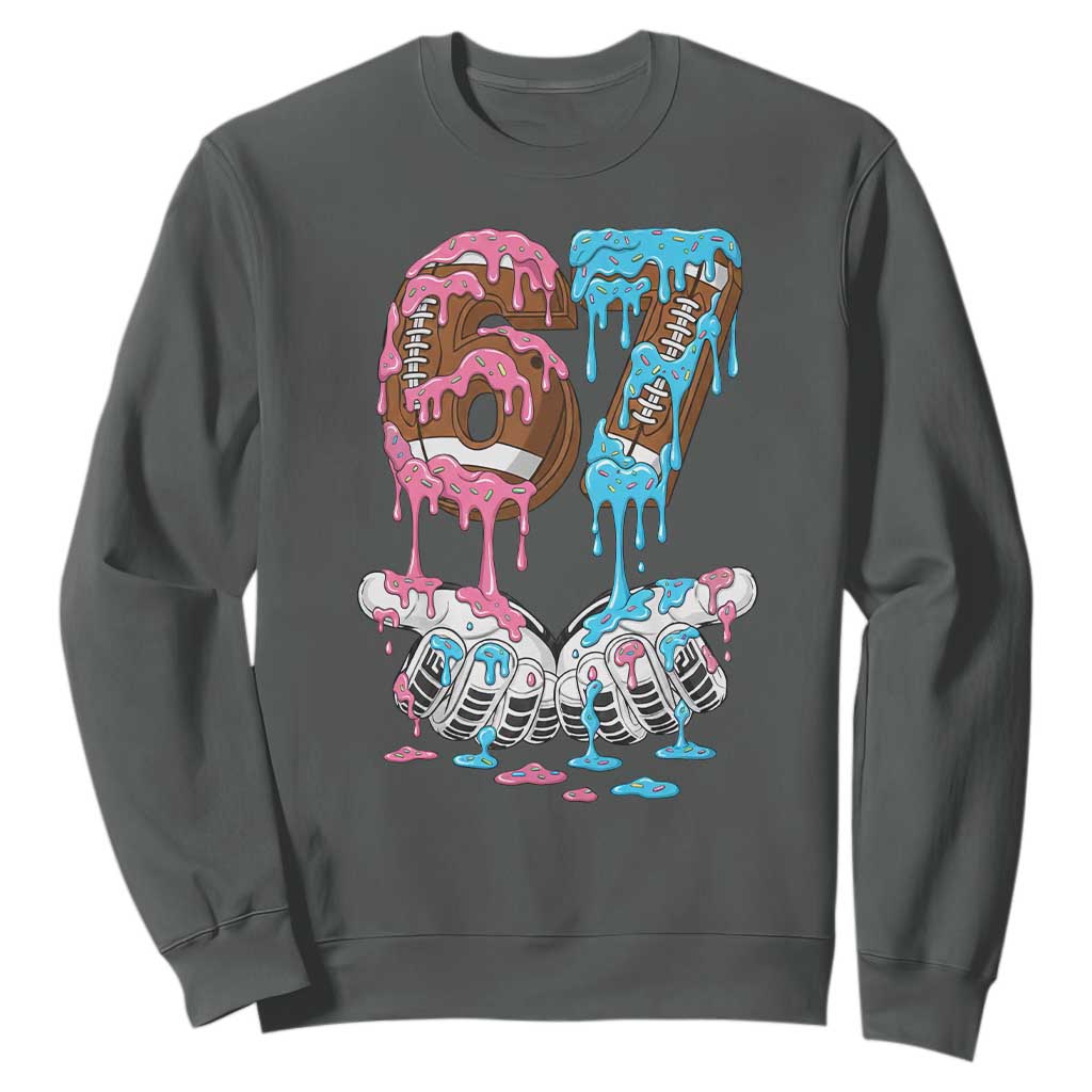 67 Football Meme Sweatshirt Six Seven Sports American Football Ice Cream Drip TS14 Dark Heather Print Your Wear