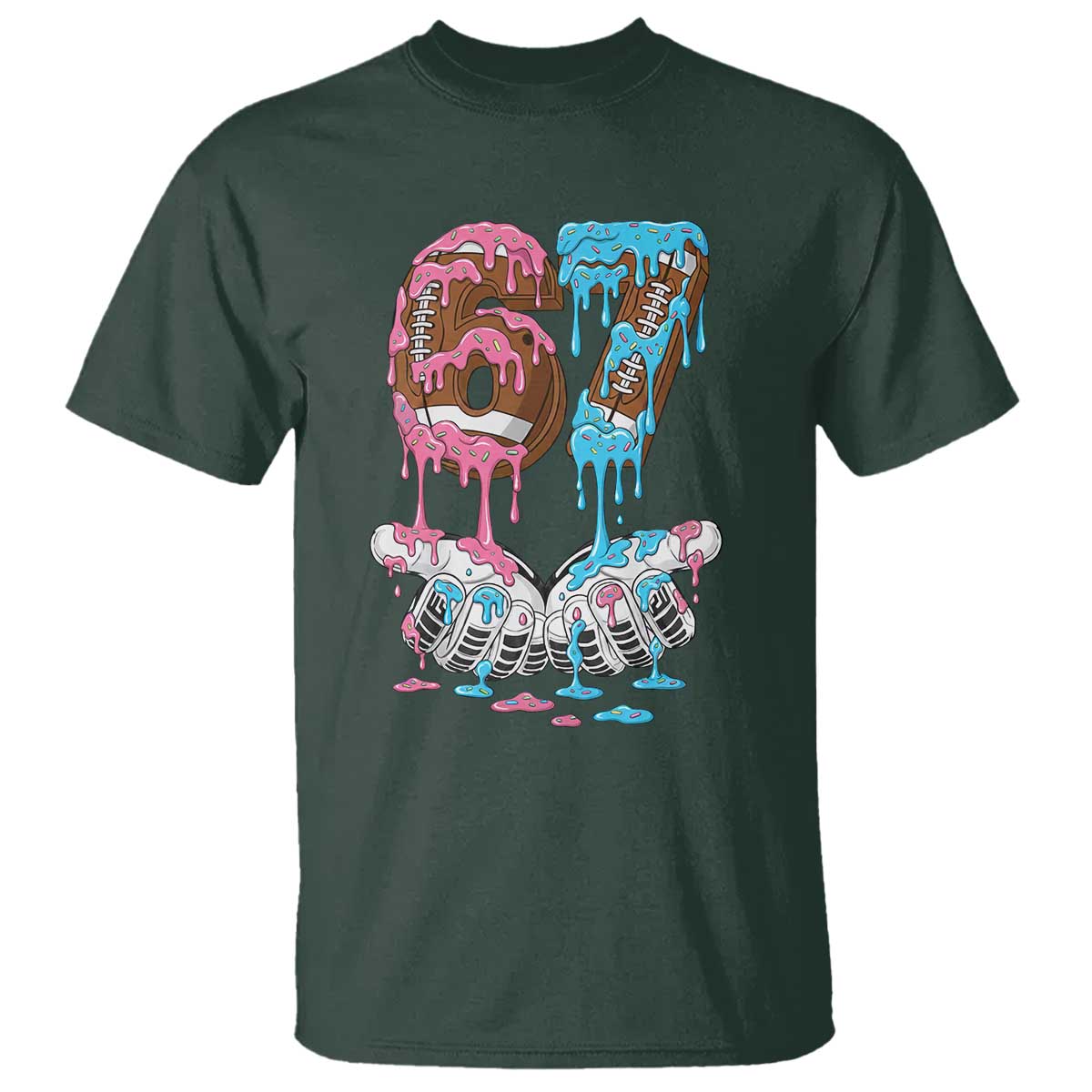 67 Football Meme T Shirt Six Seven Sports American Football Ice Cream Drip TS14 Dark Forest Green Print Your Wear