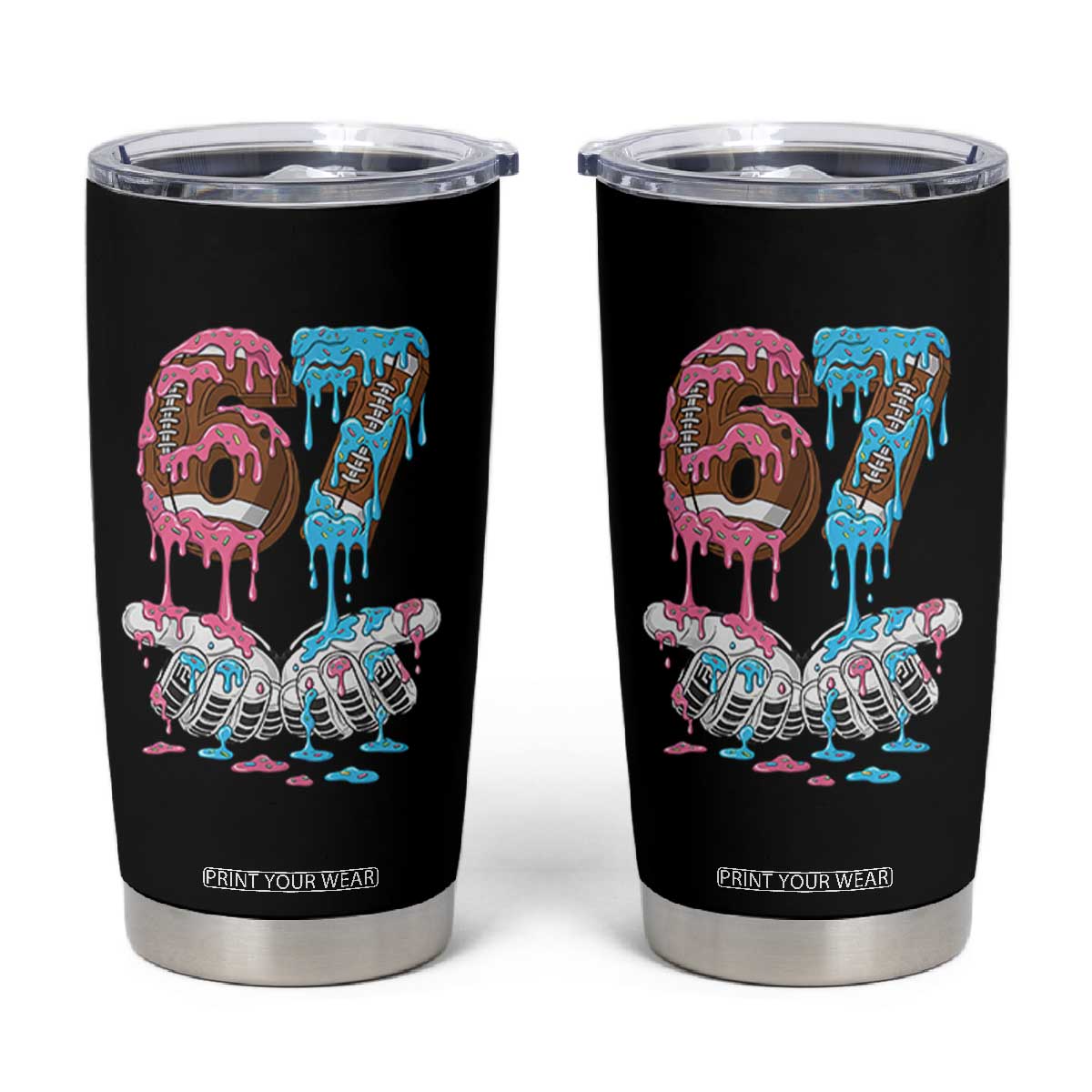 67 Football Meme Tumbler Cup Six Seven Sports American Football Ice Cream Drip TS14 Black Print Your Wear