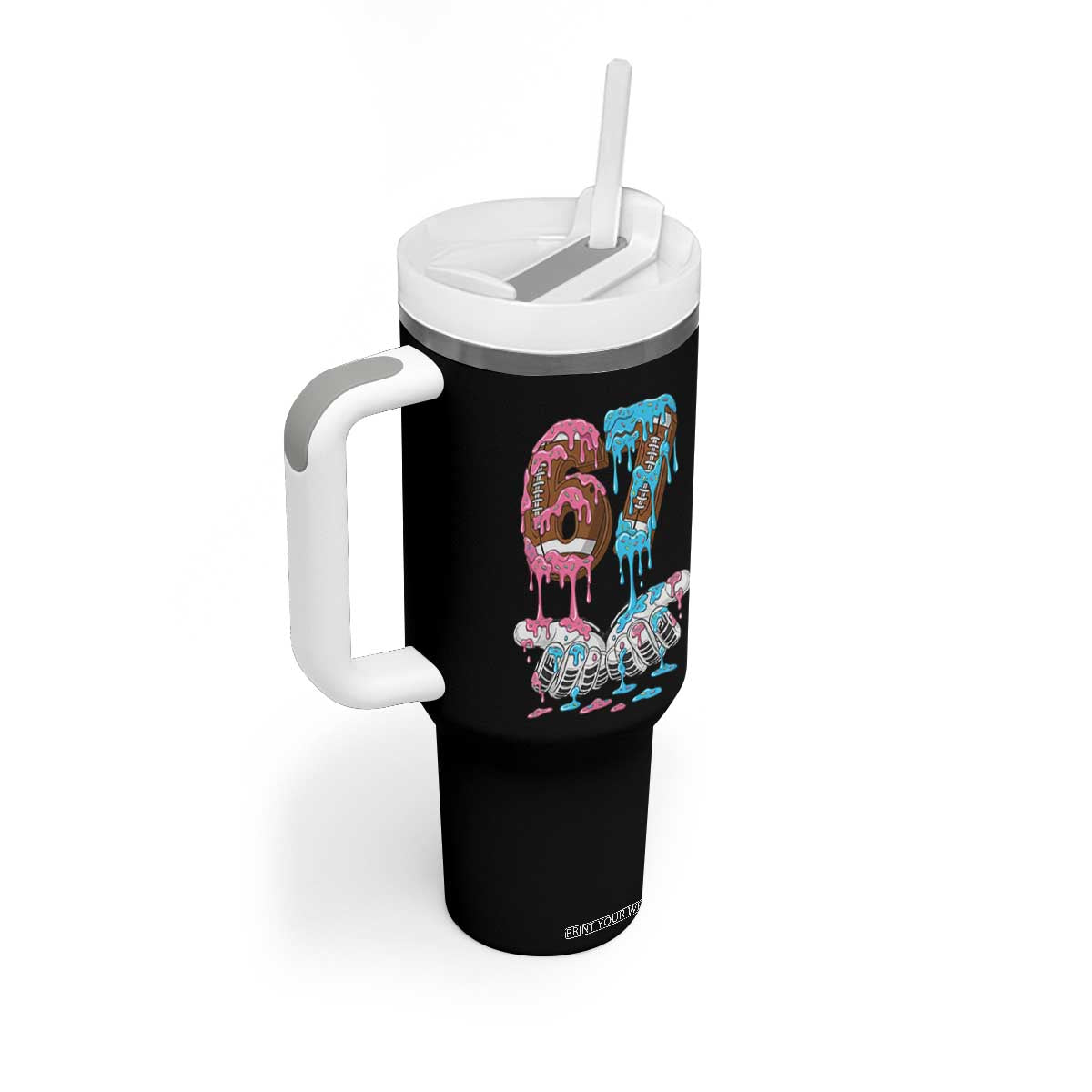 67 Football Meme Tumbler With Handle Six Seven Sports American Football Ice Cream Drip TS14 Print Your Wear
