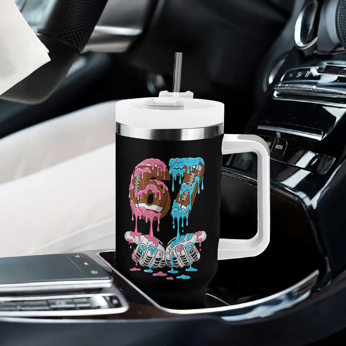 67 Football Meme Tumbler With Handle Six Seven Sports American Football Ice Cream Drip TS14 Print Your Wear