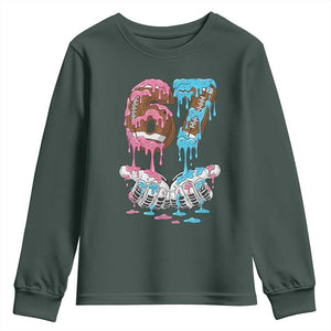 67 Football Meme Youth Sweatshirt Six Seven Sports American Football Ice Cream Drip TS14 Dark Forest Green Print Your Wear