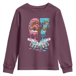 67 Football Meme Youth Sweatshirt Six Seven Sports American Football Ice Cream Drip TS14 Maroon Print Your Wear