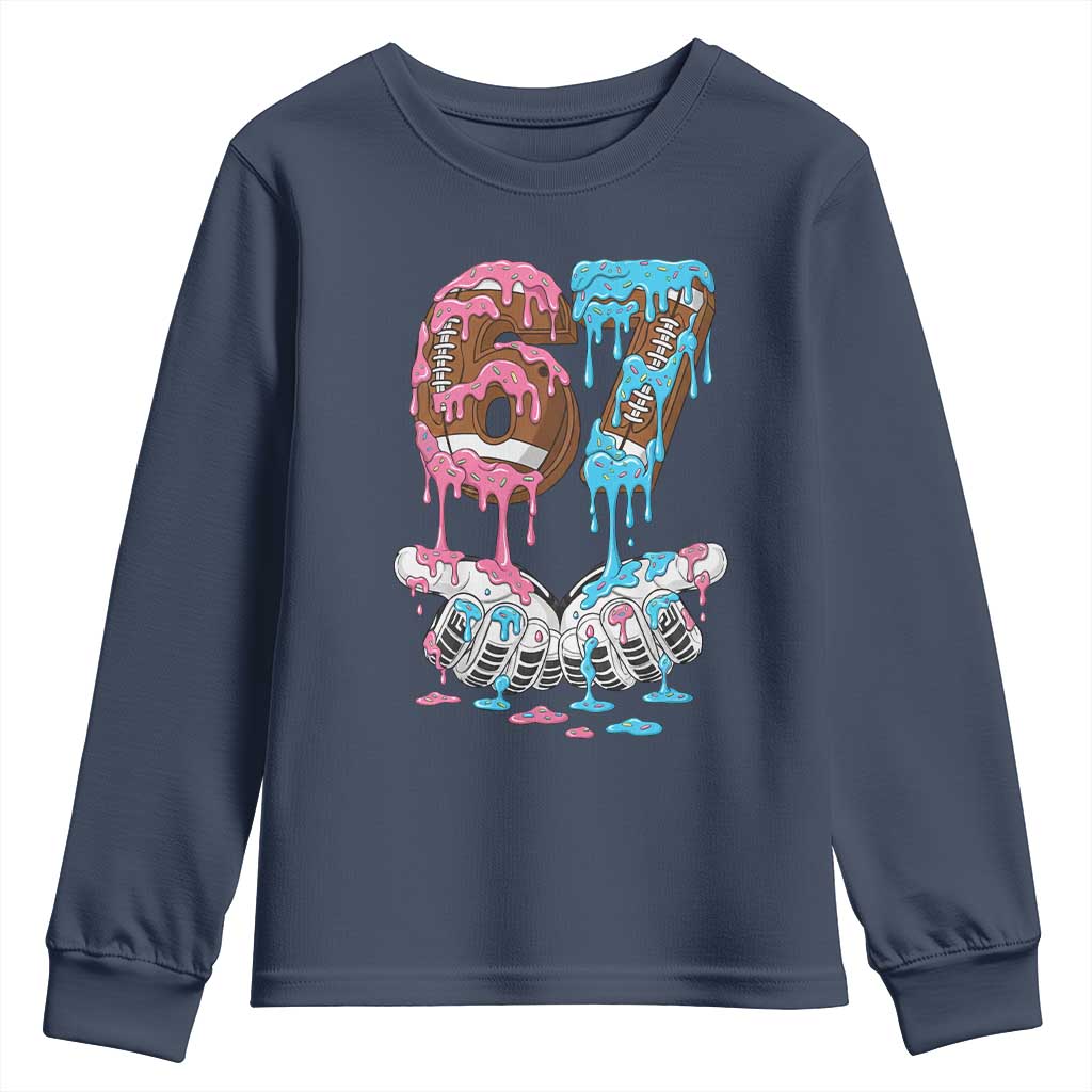 67 Football Meme Youth Sweatshirt Six Seven Sports American Football Ice Cream Drip TS14 Navy Print Your Wear