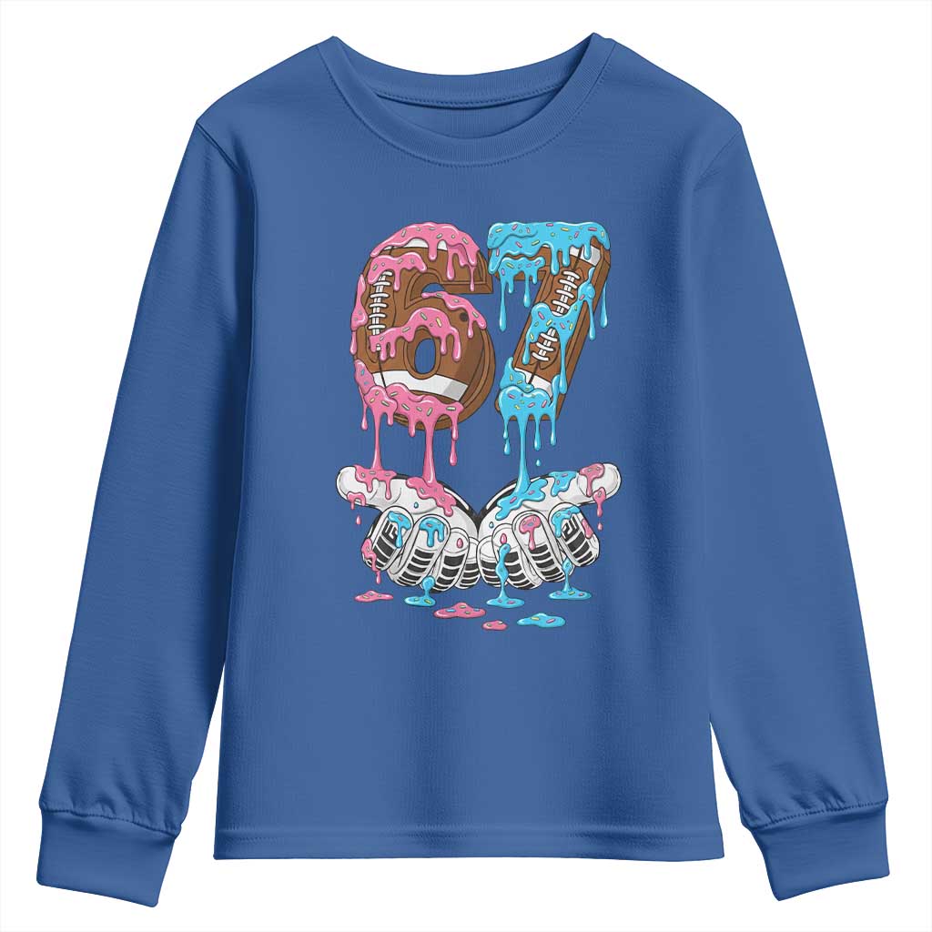 67 Football Meme Youth Sweatshirt Six Seven Sports American Football Ice Cream Drip TS14 Royal Blue Print Your Wear