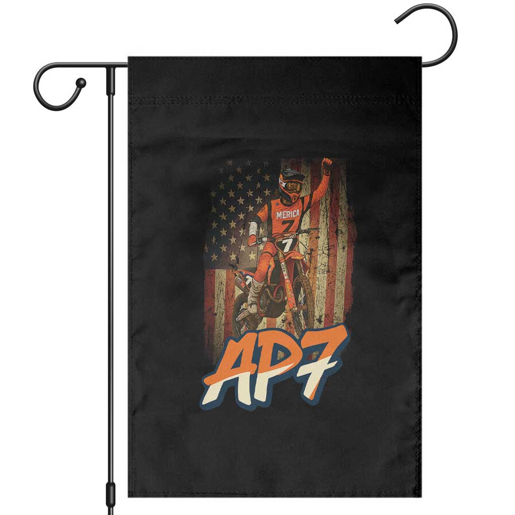 Dirt Bike American Flag Garden Flag TS14 Black Print Your Wear