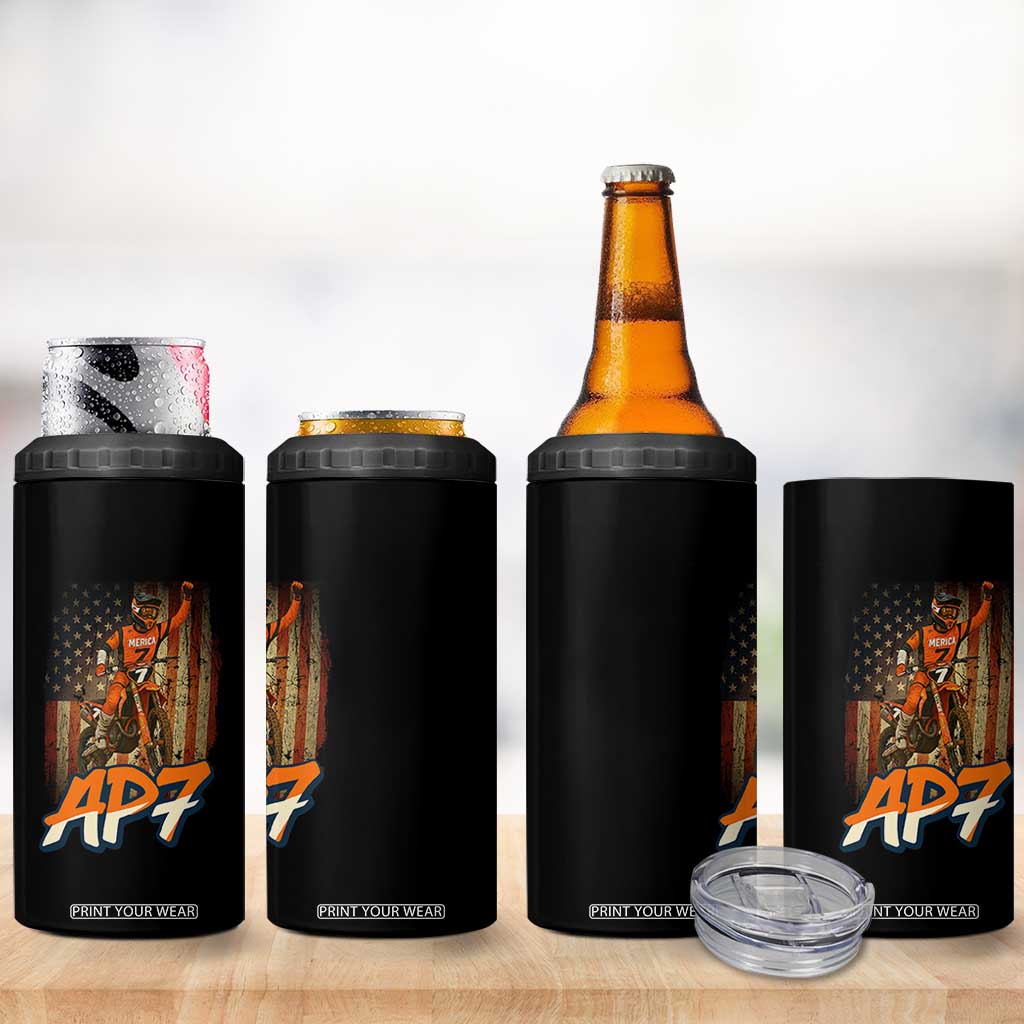 Dirt Bike American Flag 4 in 1 Can Cooler Tumbler TS14 Print Your Wear