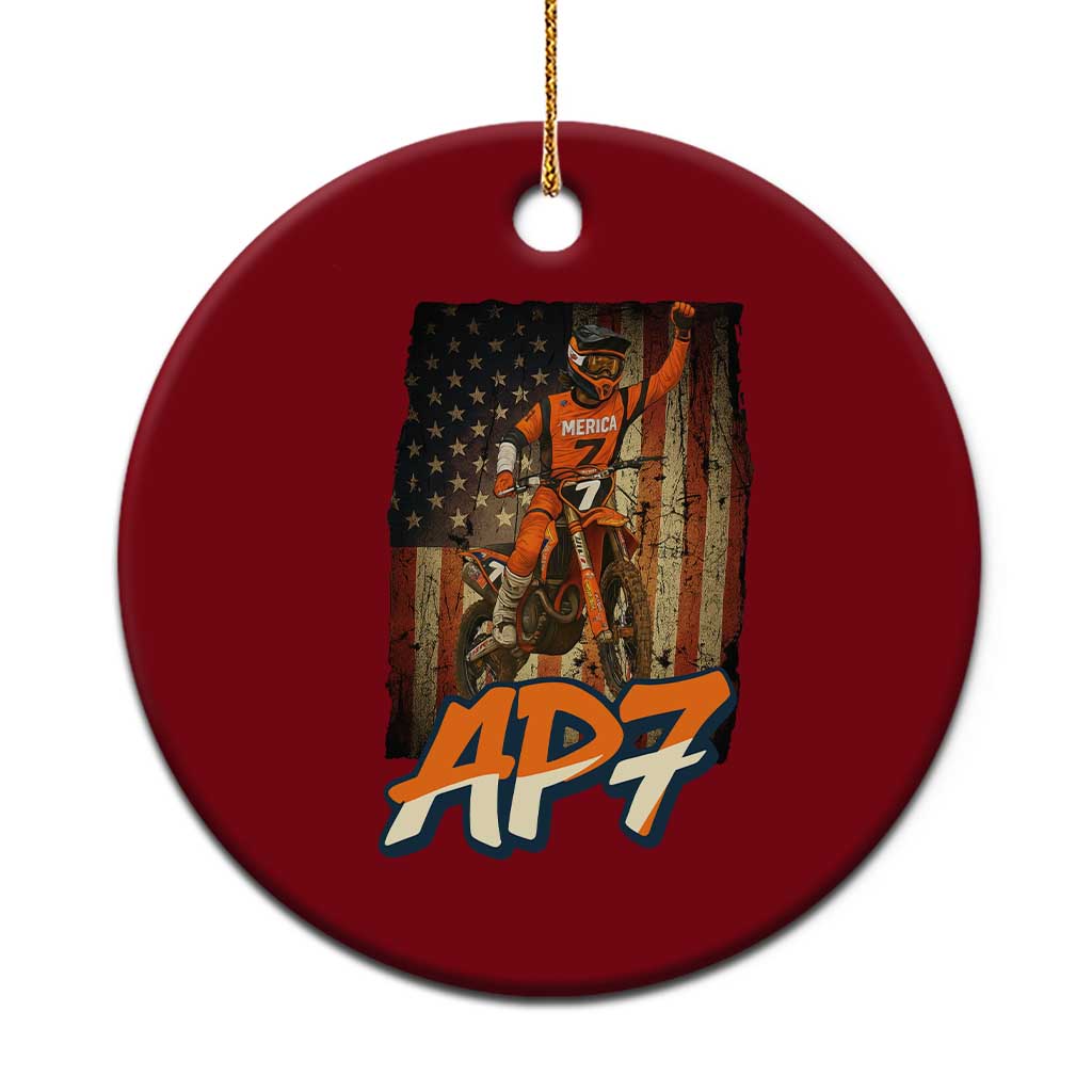 Dirt Bike American Flag Ceramic Ornament TS14 1pc Red Print Your Wear