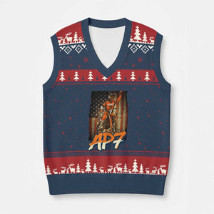 Dirt Bike American Flag V-Neck Knit Sweater Vest TS14 Navy Red Print Your Wear