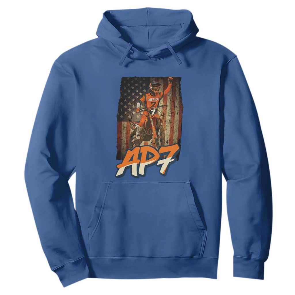 Dirt Bike American Flag Hoodie TS14 Royal Blue Print Your Wear