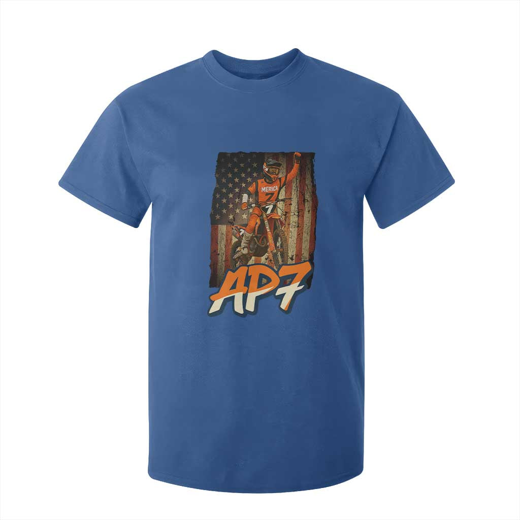 Dirt Bike American Flag T Shirt For Kid TS14 Royal Blue Print Your Wear