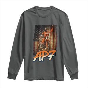 Dirt Bike American Flag Long Sleeve Shirt TS14 Dark Heather Print Your Wear