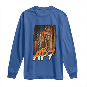 Dirt Bike American Flag Long Sleeve Shirt TS14 Royal Blue Print Your Wear