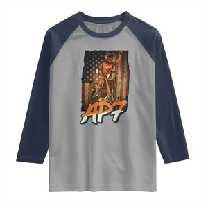 Dirt Bike American Flag Raglan Shirt TS14 Sport Gray Navy Print Your Wear