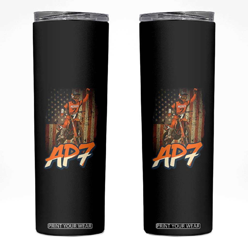 Dirt Bike American Flag Skinny Tumbler TS14 Black Print Your Wear