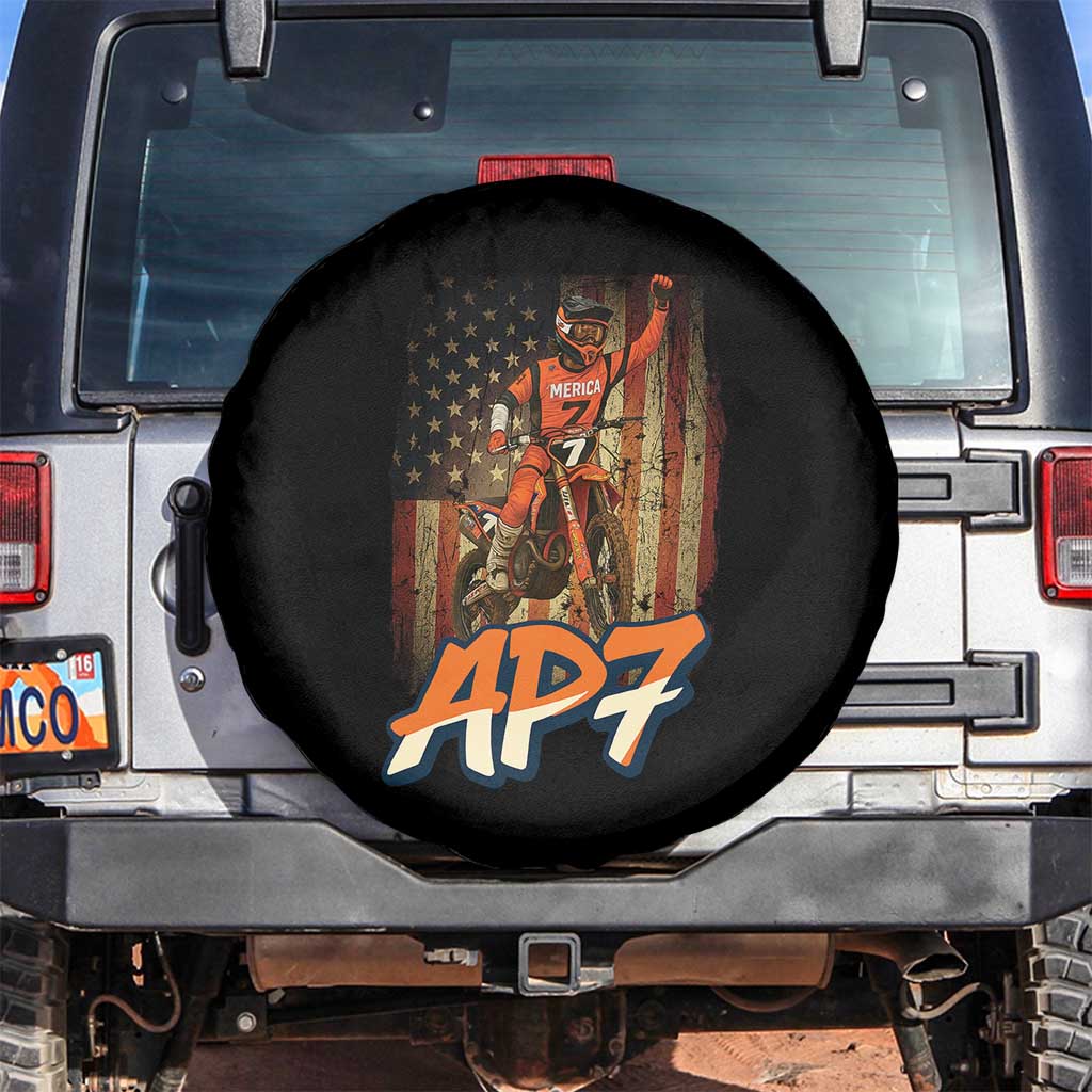 Dirt Bike American Flag Spare Tire Cover TS14 No hole Black Print Your Wear