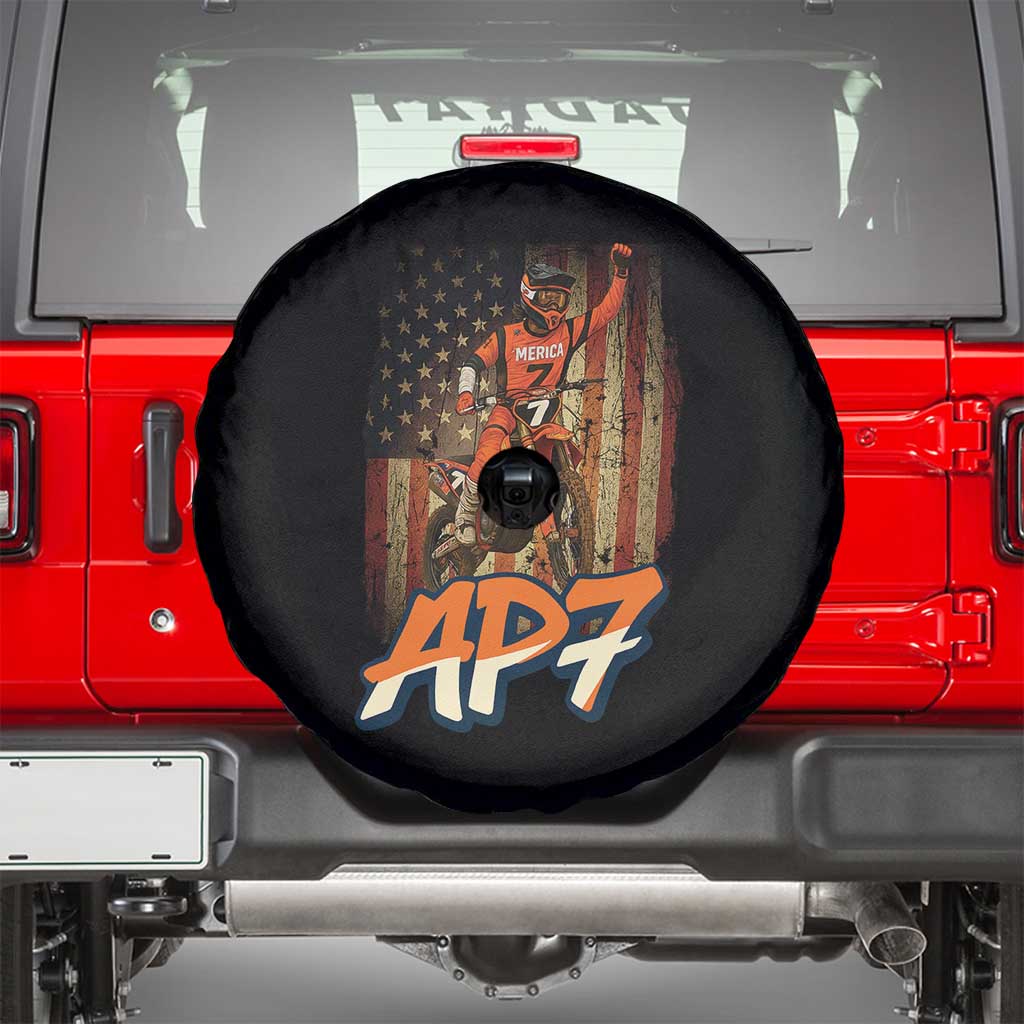 Dirt Bike American Flag Spare Tire Cover TS14 Black Print Your Wear
