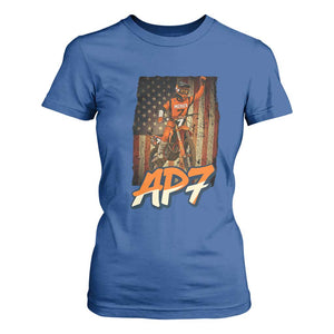 Dirt Bike American Flag T Shirt For Women TS14 Royal Blue Print Your Wear