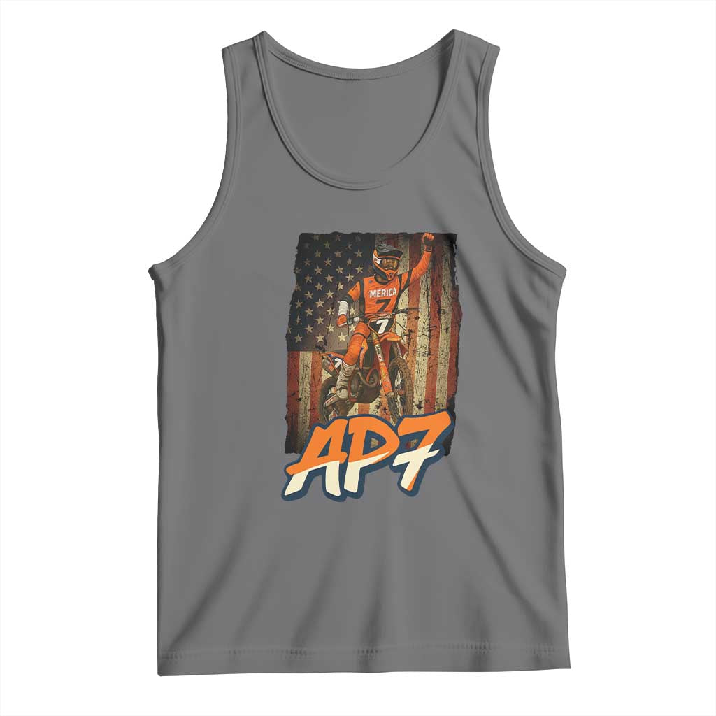Dirt Bike American Flag Tank Top TS14 Black Heather Print Your Wear