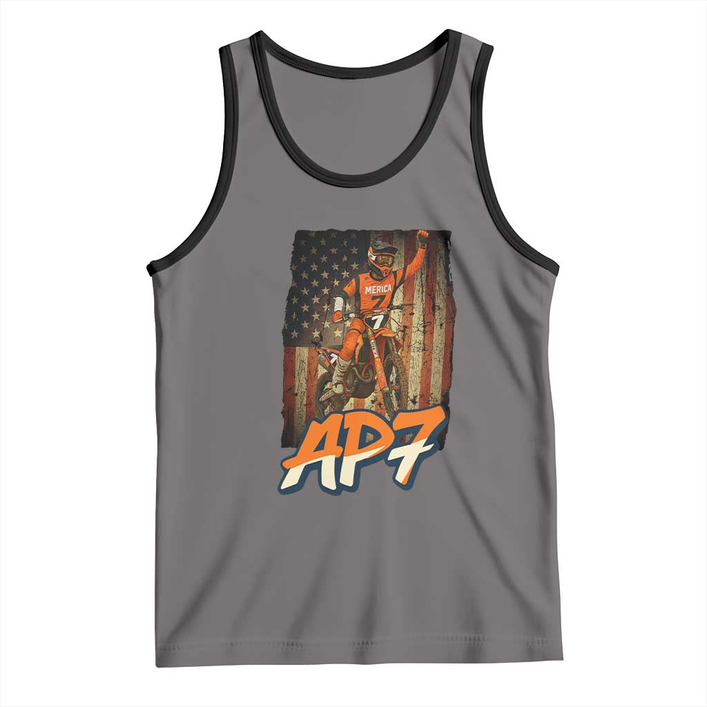 Dirt Bike American Flag Tank Top TS14 Deep Heather Black Print Your Wear