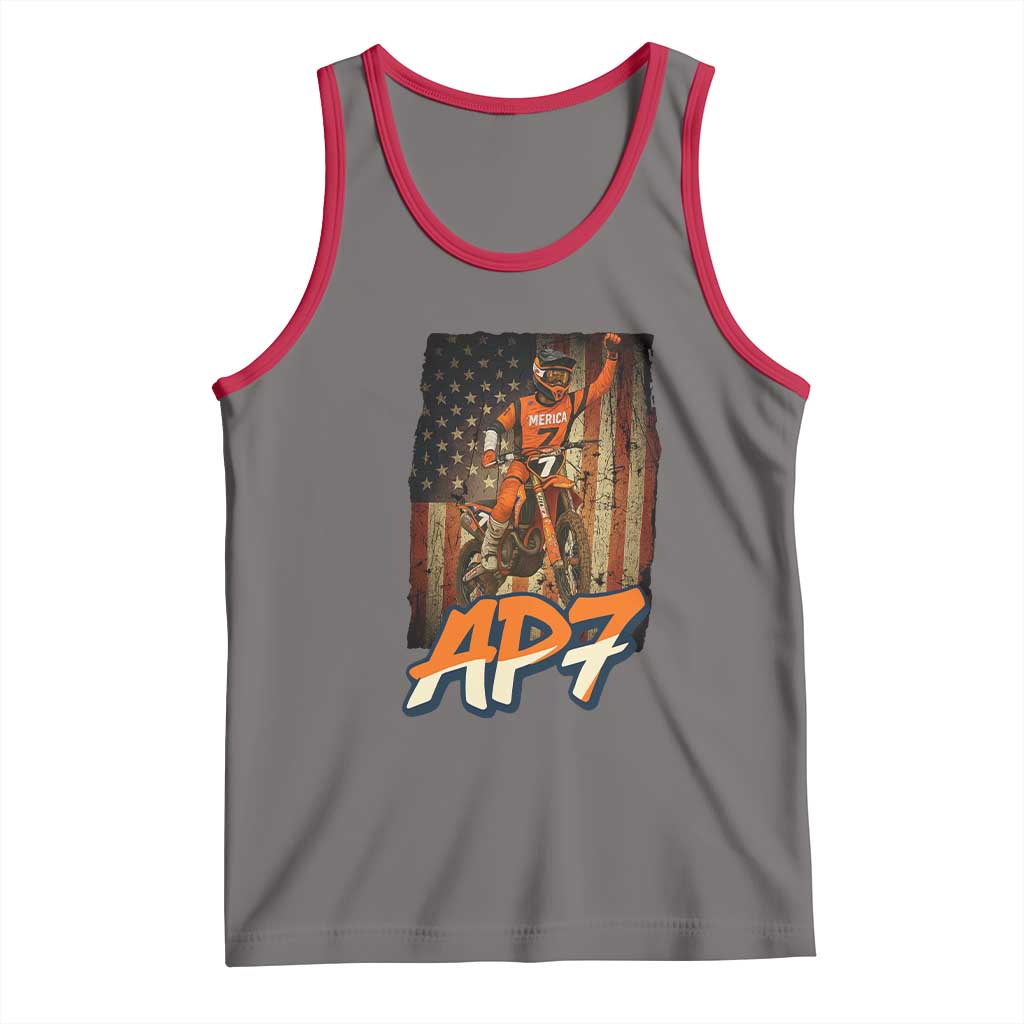 Dirt Bike American Flag Tank Top TS14 Deep Heather Red Print Your Wear