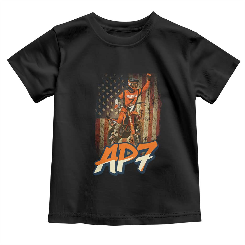 Dirt Bike American Flag Toddler T Shirt TS14 Black Print Your Wear