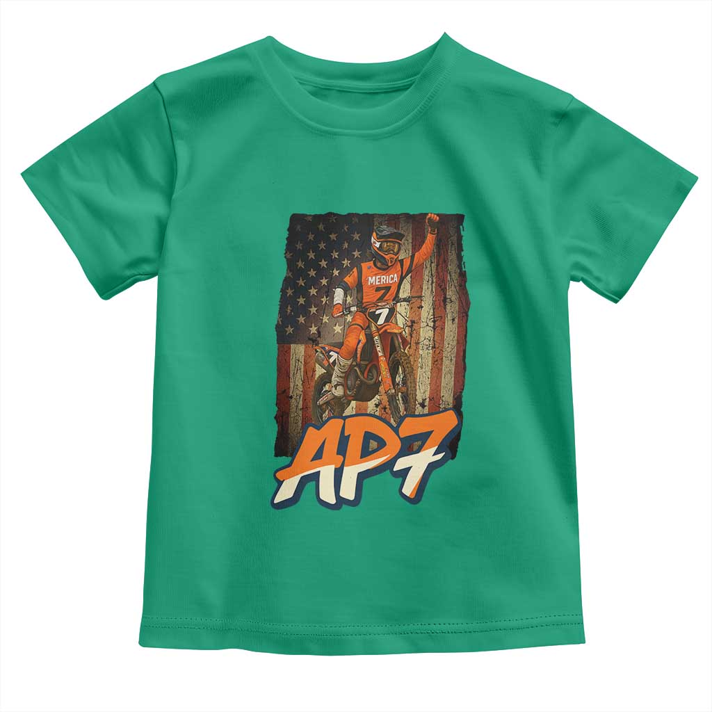 Dirt Bike American Flag Toddler T Shirt TS14 Irish Green Print Your Wear