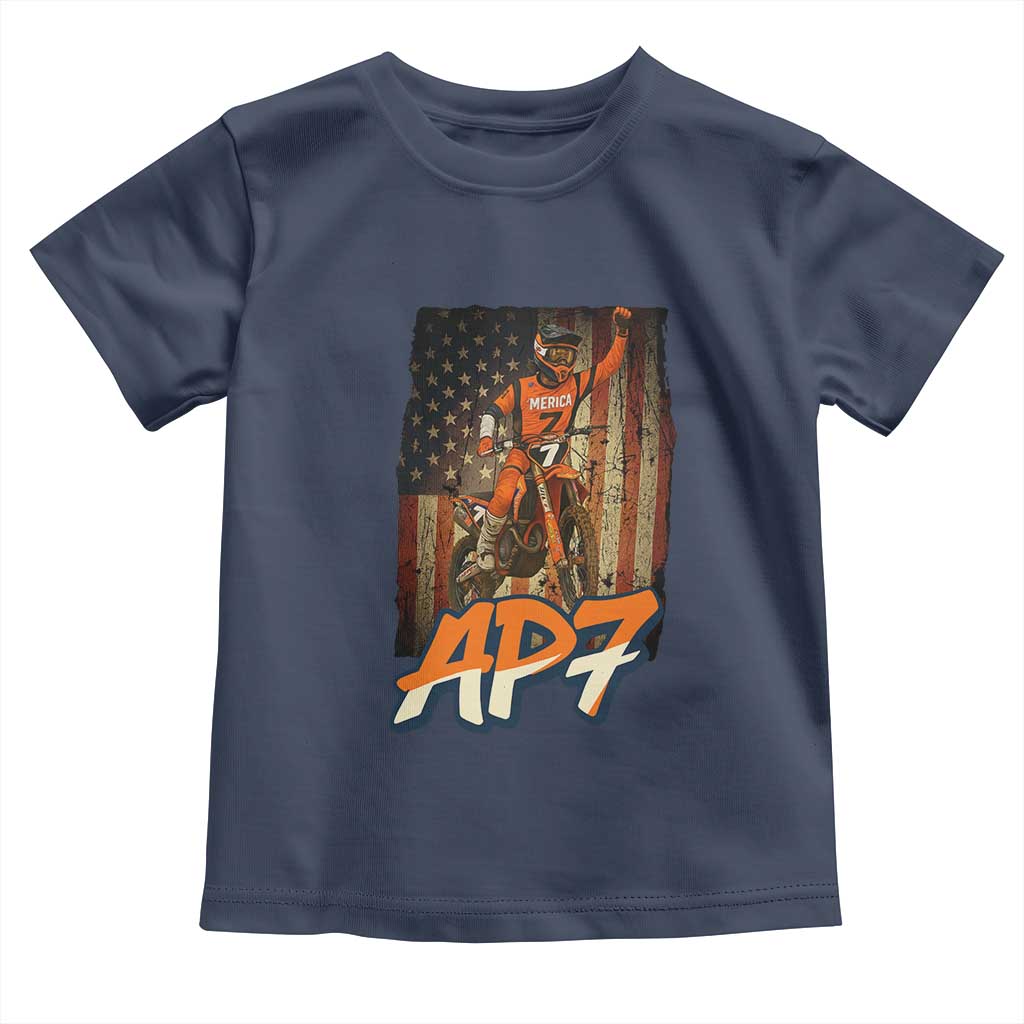 Dirt Bike American Flag Toddler T Shirt TS14 Navy Print Your Wear