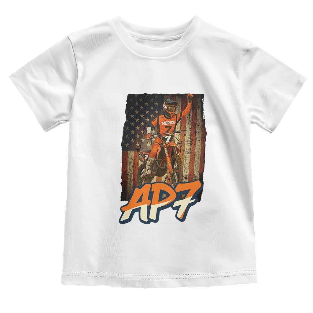 Dirt Bike American Flag Toddler T Shirt TS14 White Print Your Wear