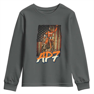 Dirt Bike American Flag Youth Sweatshirt TS14 Dark Heather Print Your Wear