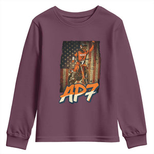 Dirt Bike American Flag Youth Sweatshirt TS14 Maroon Print Your Wear