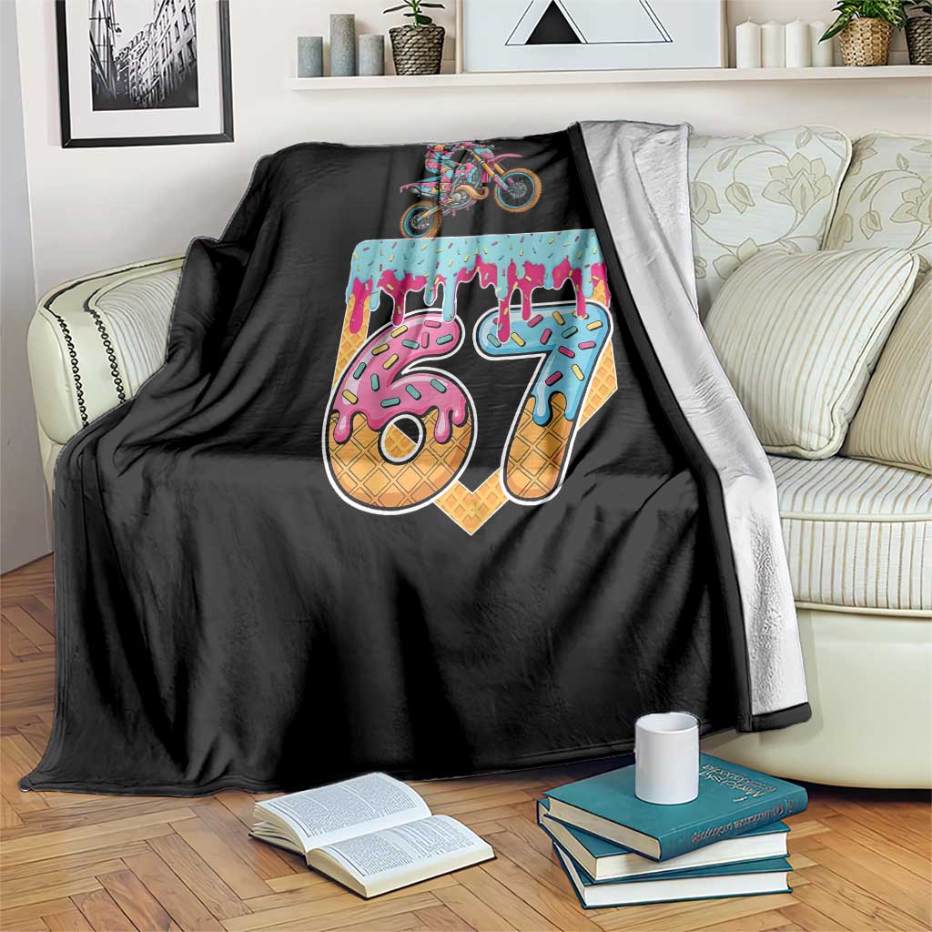 67 Six Seven Meme Throw Blanket Funny Dirt Bike Motocross Ice Cream Drip TS14 Print Your Wear