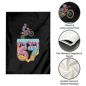 67 Six Seven Meme Garden Flag Funny Dirt Bike Motocross Ice Cream Drip TS14 Print Your Wear