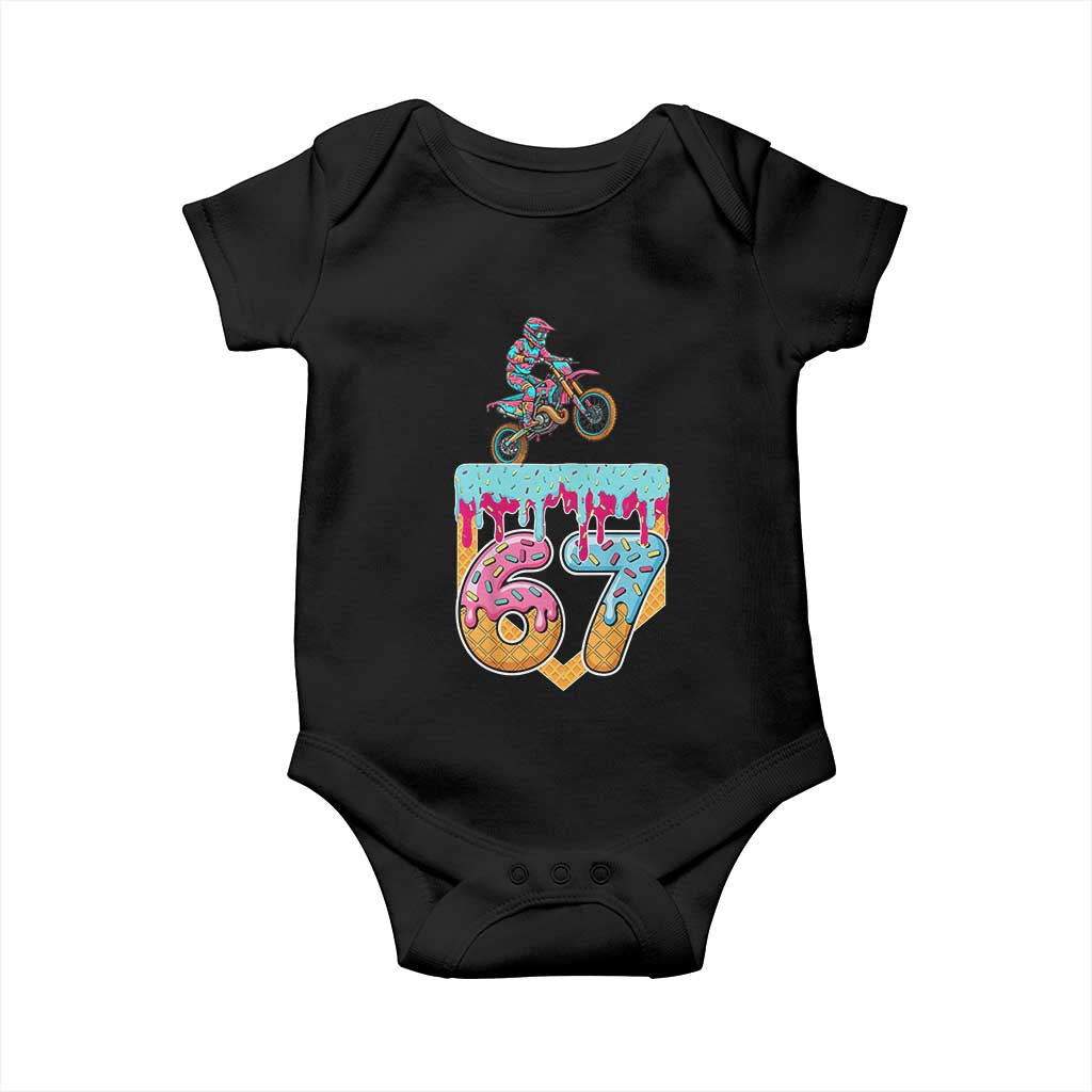 67 Six Seven Meme Baby Onesie Funny Dirt Bike Motocross Ice Cream Drip TS14 Black Print Your Wear