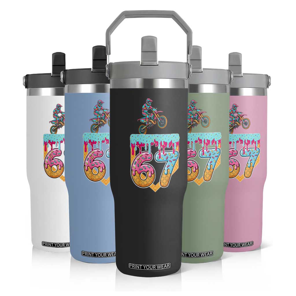 67 Six Seven Meme Flip Straw Tumbler Funny Dirt Bike Motocross Ice Cream Drip TS14 Print Your Wear