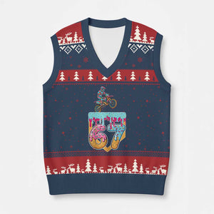 67 Six Seven Meme V-Neck Knit Sweater Vest Funny Dirt Bike Motocross Ice Cream Drip TS14 Navy Red Print Your Wear