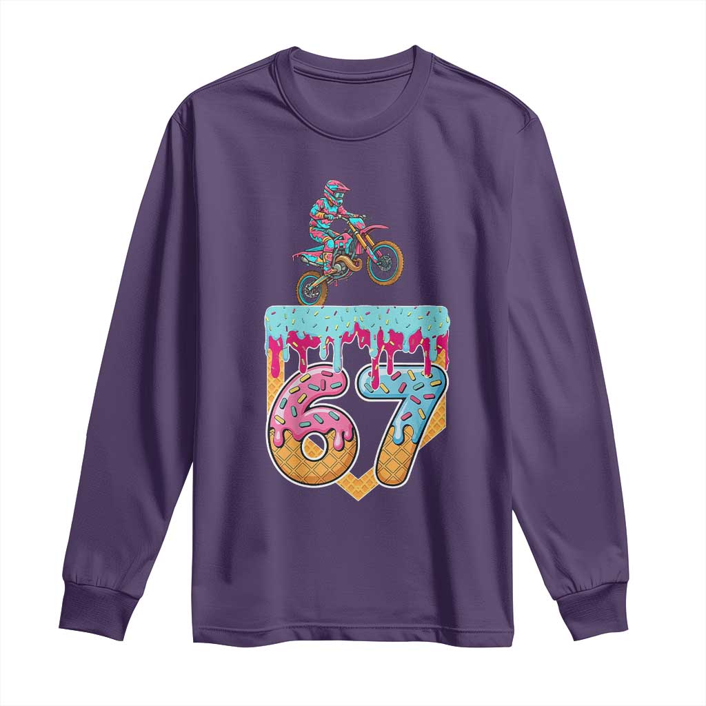 67 Six Seven Meme Long Sleeve Shirt Funny Dirt Bike Motocross Ice Cream Drip TS14 Purple Print Your Wear